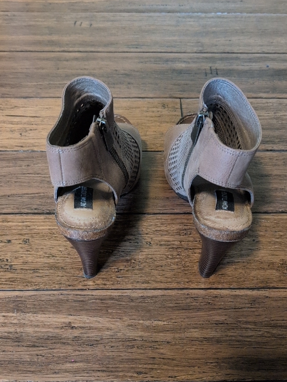 Adam Tucker Taupe Cutout Peep-Toe Booties - Picture 2 of 4